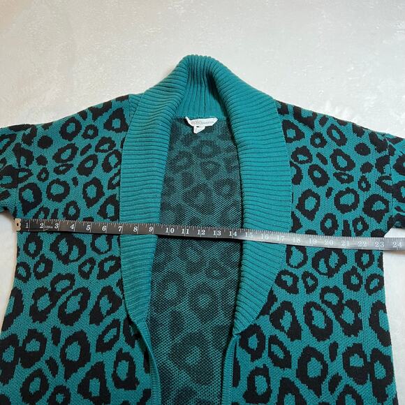 BCBGeneration Women's Leopard Open Front Knit Duster Cardigan Size L Maximalist - Picture 9 of 10